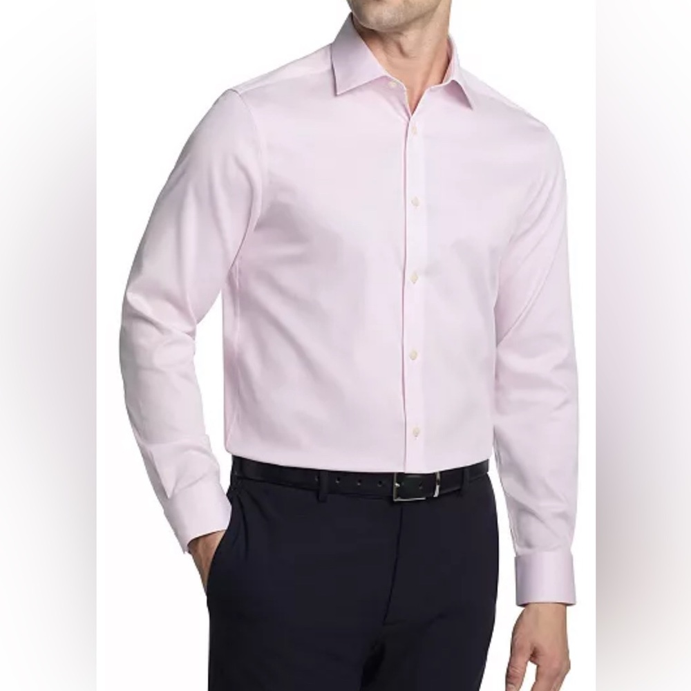 NWOT Calvin Klein Pink Dress Shirt Classic Formal Design Infinite Wrinkle Free